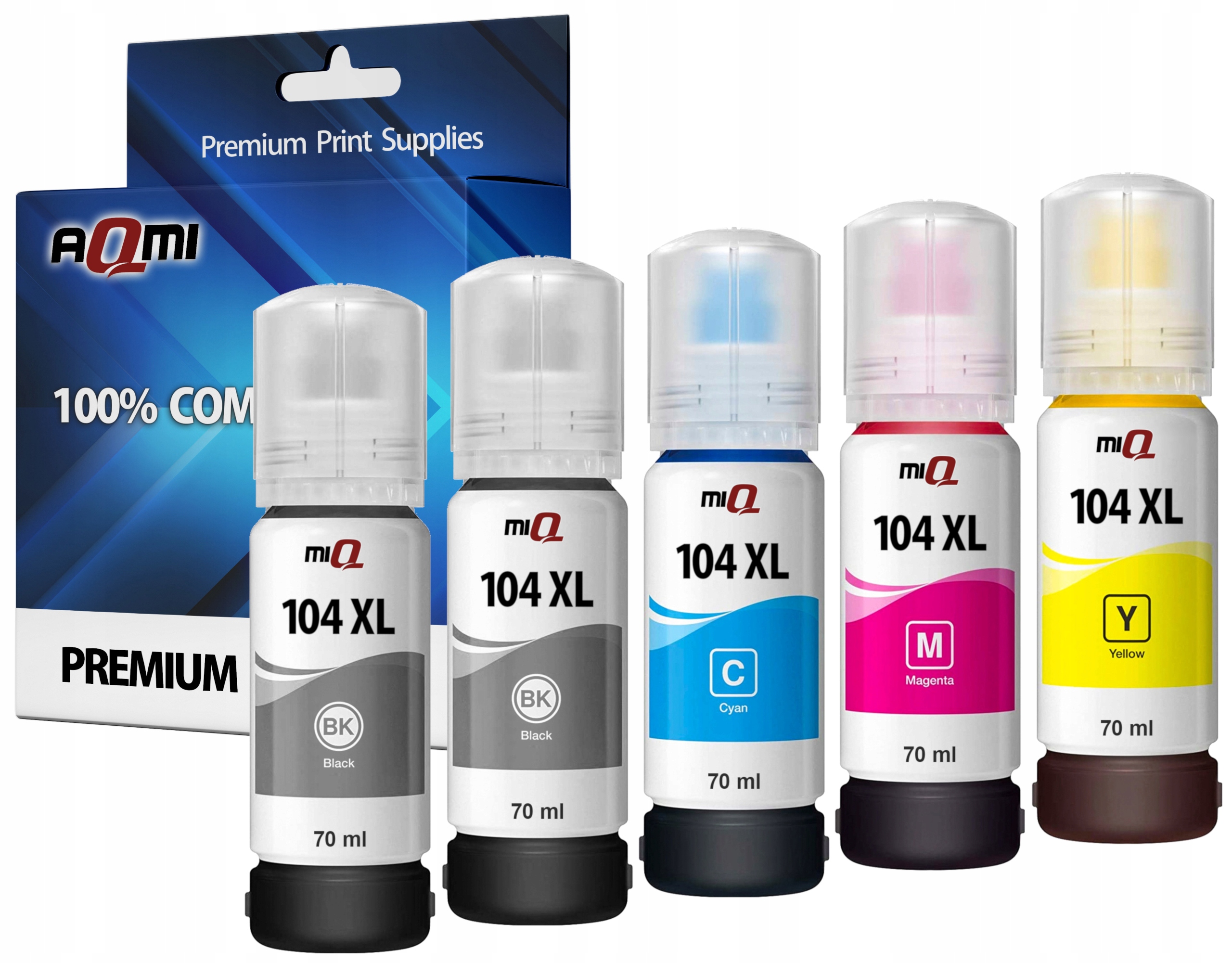 AQMI atrament Eco-Tank-104-for-Ecotank-ET tlačiareň pre Epson čierna (čierna), červená (purpurová), modrá (azúrová), žltá (žltá)